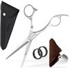 Fagaci Left Handed Hair Cutting Scissors 6 Inch with Extremely Sharp Blades, 440C Steel Hair Cutting Scissors, Durable, Smooth Motion & Fine Cut, Barber Scissors with Elegant Sheath