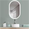 HOKO® Specchio da Parete Ovale LED 50x90/90x50cm Installazione Verticale+Orizzontale. Specchio per Bagno con Illuminazione LED. Comando Tattile+Luce LED Regolabile Caldo/Freddo/Neutro 2700-6500k