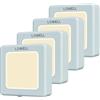 LQWELL® Luce Notturna con Presa Pieghevole con Sensore Crepuscolare, Lampada Notturna con LuminositÀ Regolabile, Luce Automatica con Presa, Luce di Orientamento (Blu, 4 Pezzi)