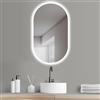 HOKO® Specchio da Bagno Antiappannamento 50x90/90x50cm Installazione Verticale/Orizzontale. Grande Specchio Ovale Senza Cornice+Interruttori Tattili+LED Variabile Caldo-Freddo-Neutro 2700-6500k