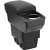 OYHCM Bracciolo Centrale per Ford Fiesta MK7 2009-2017, Doppio Scomparto, Pelle Nera, Facile da Installare, Accessorio Auto Personalizzato