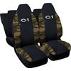 Auto Accessori Lupex Coprisedili Compatibili per Citroen C1 2005-2022 | Kit completo, Made In Italy, Copri poggiatesta anteriori integrato, Policotone, Nero Mimetico Verde
