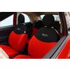 Italfodere - Coprisedili Auto Anteriori e Posteriori - Compatibili con Fiat 500 - Fatti a Mano - Cotone - Gommapiuma - Poliestere - Accessori Auto Interno - Made in Italy - (Nero/Rosso)
