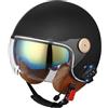 VVPEC Casco Moto Jet Bluetooth Auricolare E Microfono Integrati con Doppia Visiera Parasole Certificazione ECE Casco Jet Jet Per Adulti Uomini Donne - Mezze Caschi Moto Stile Vintage(Color:F,Size:M(57~58CM)