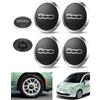 Otufan Coprimozzo fiat 500, Adattamento Perfetto e Colori Multipli Sostituzione Diretta OE 68078419AC per Modelli 2008-2024 Copri mozzo fiat 500 tappi per borchie 500 (4 bordo argento scritte argento)
