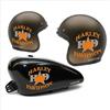worldcustomchopper 2 Adesivi Stickers Worldcustom compatibili con Harley Davidson Stella Casco o Serbatoio Moto Custom (ARANCIO)