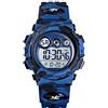 SKMEI Orologio digitale quadrato da uomo, classico, multifunzione, impermeabile, cronometro, conto alla rovescia, sveglia, Blu mimetico scuro-l, 1.65*1.5*0.55 inch, Sportivo