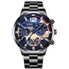 JewelryWe Orologio da uomo, quadrante decorativo a 3 occhi, orologio analogico al quarzo, lancette luminose, cinturino rimovibile, strumento di rimozione dell'orologio incluso, nero, argento, oro
