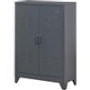 HOMCOM Armadietto Metallico 2 Ante Stile Industriale con 2 Mensole Grigio