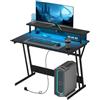 HOMCOM Scrivania PC con Luci LED e Supporto Monitor in Legno e Acciaio Nero