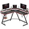 HOMCOM Scrivania da Gaming Angolare con Supporto Monitor in Metallo Nero