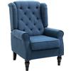 HOMCOM Poltrona per Salotto in Stile Francese con Cuscini Blu