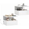 HOMCOM Set 2 Comodini Sospesi con Cassetto e Ripiano Aperto Bianco