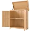 Outsunny Armadio da Esterno in Legno a 2 Ripiani con Tetto Apribile