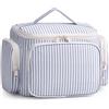 Narwey Grande borsa da toilette da viaggio, borsa da toilette da donna, borsa da toilette, beauty case, organizer per cosmetici, per donne e ragazze, B-grigiastro Blu Stripe, 25 x 15 x 19 cm, A righe