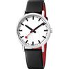 Mondaine Orologio analogico al quarzo unisex con cinturino in pelle MSE40610LB, Schwarz
