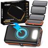 KYMKO Caricatore solare per cellulare 27000mAh con 4 pannelli solari pieghevoli | Power Bank Solare Portatile USB-C 22.5W Torcia LED SOS, batteria esterna IP66 | Ideale per blackout e emergenze