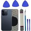 LiXiongBao Vetro di ricambio posteriore per iPhone 15 ProMax cover posteriore in vetro di ricambio con colla preinstallata + kit di riparazione (blu)