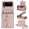 XIZYO Custodia a portafoglio in pelle per Samsung Galaxy Z Flip 3, con tracolla regolabile, rimovibile, per donne e ragazze, graziosa custodia di lusso con porta tessere, oro rosa