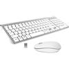 GALENMORO QWERTZ - Tastiera wireless con mouse, tastiera wireless USB con mouse, ergonomica, per computer, PC, laptop, Smart TV, colore: Argento