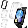 iVoler 3 Pezzi HD Clear Cover con Pellicola Protettiva per Huawei Watch Fit 2, Copertura Completa Custodia Anti-Graffio Ultra Sottile Morbida TPU Case, 2 Trasparente + 1 Nero