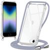 Oelrstfe Cover con Cordino per iPhone 8/iPhone SE 2020/iPhone 7/SE 2022, Trasparente Silicone Custodia con Regolabile Collana Laccio Tracolla, Antigraffio Proteggere Case Corda per iPhone 8, Grigio