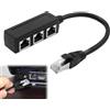 DONOONIS Sdoppiatore Ethernet RJ45,Splitter da 1 a 3,Adattatore Cavo Ethernet Lan per Cat7 Cat6 Cat5 Cat5e Nero