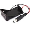 TECHZOCO Porta batteria 9 V, porta batteria per robotica, porta batteria per arduino, supporto batteria 6LR61, cavo da 200 mm, tensione totale: 9 V (9 V per batteria), connettore DC 5,5 x 2,1 mm