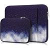 MasiBloom 2 in 1 Set custodia per laptop MacBook Neo/Air 13 pollici | M1-M5, borsa orizzontale e mini sacchetto, organizer per cavi di ricarica, accessori portatili (set - Night Star)