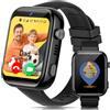 AIMIUVEI 4G Smartwatch Bambini con Chiamate, Videochiamate, Chat Vocale, Whatsapp, WiFi, GPS, SOS, SMS, Impermeabile IP68, modalità Scuola e Contapassi, Schermo HD da 1.83'' Nero