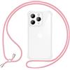 NALIA Cover con Collana per iPhone 15 Pro Max - Custodia Ibrida Trasparente & Laccio - HANGIT PRO (Retro Anti-Giallo & Regolabile) - Marchio Tedesco, Colore:Rosa