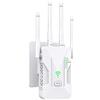 Luminstem Amplificatore Wi-Fi, 300 Mbit/s, ripetitore Wi-Fi 2,4 GHz con 4 antenne, 2 porte Ethernet, amplificatore di segnale per la casa, compatibile con router comuni, spina EU, bianco