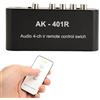 Topiky AV a 4 Vie Switcher, 4 in 4 Out Video Composito L R Selettore Audio Stereo, Selettore Interruttore Stereo con Telecomando IR per Altoparlanti Attivi CD DVD