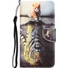 AIFILLE Cover Compatibile per iPhone 7/ iPhone 8 Pelle PU e Silicone Bumper Portafoglio a Libro Donna Uomo con Motivo Animali Gatto e Tigre Magnetica Antiurto Resistente Protettiva Flip Custodia