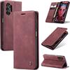 WJXEXRS Cover per Samsung Galaxy A13/A04S/A04/M13 5G, Custodia in Pelle Premium, Supporto Slot per Schede, Portafoglio Kickstand Flip Wallet Magnetica Custodie Porta Carte, Adatto per A13 - Vino Rosso