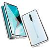 SIMao Custodia per OPPO A9 2020 Cover 360 Gradi Full Body Custodia Protettiva Antiurto Flip Case Trasparente Vetro Temperato Custodia Metal Bumper con Adsorbimento Magnetica Copertura Case Cover,Argento