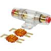tomzz Audio 5800-053 Mini portafusibile ANL trasparente per cavi fino a 25qmm 2 x 40A fusibile