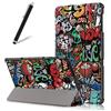 Artfeel Custodia per Samsung Galaxy Tab A 10.5 (2018) T590/T595, sottile e leggera in pelle con supporto a tre punte, funzione di stand-by/sveglia automatica, custodia protettiva a portafoglio