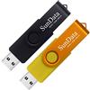 SunData Chiavetta USB 32GB 2 Pezzi PenDrive Girevole USB2.0 Flash Drive Thumb Drive Memoria Stick per Archiviazione Dati con Luce LED (2 colori: Nero Oro)