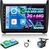 ETLFUCyber 2G+64G Android Autoradio per Polo Volkswagen VW 2008-2020, 9 pollici Touch Screen Stereo, Wireless Carplay e Android Auto/GPS/Wi-Fi/Bluetooth/EQ/FM RDS Radio
