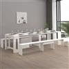 Dmora - Set tavolo e sedie Eric, Composizione multiuso, Set con consolle e 2 panche allungabili, 100% Made in Italy, 66x25h45 cm, Bianco lucido
