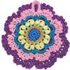 Generico Presina colorata a forma di fiore ad Uncinetto 18x19 cm, in Cotone, Protezione Calore Cucina, Idea Regalo Mamma e Nonna (3PRS)