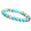 GD GOOD.designs Bracciale Chakra Perle di Diaspro - Pietra Marina Naturale 8 o 10mm Unisex (Turchese 8mm)