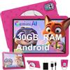 DMOAO Tablet Bambini 10 Pollici Android 15 con 30GB RAM, 5G Wi-Fi 6, 64GB ROM(TF 2TB), Control Parental, Octa-Core, 8MP+5MP, 6000mAh, Custodia Protettiva EVA + Supporto Girevole a 360°,Rosa