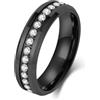 Epinki Anelli Semplici in Tungsteno per Uomo 6mm, Zirconi Rotondi Bianchi Nero Anello Anniversario Fedi Nuziali Gioielli Misura 22