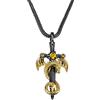 BYFDIY Collana con spada di drago, ciondolo a forma di drago cool, da uomo, in rame, punk con ala di drago, spada argentata e ciondolo a croce con drago nero, collana con pietra di nascita per ragazzi