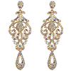 EVER FAITH Orecchini Donna Cristallo Sposa festa Vintage Fiore Modello pendenti a goccia vuota Trasparente AB Argento-fondo