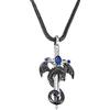 BYFDIY Collana con spada di drago, ciondolo a forma di drago, da uomo, in rame, punk con ala di drago, spada argentata e ciondolo a croce con drago nero, collana con pietra portafortuna per ragazzi