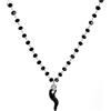 MAISON GIOIELLI FIRENZE - OHANA Collana Acciaio con Perline Poliuretano e Cornetto Placcato Oro Smaltato e Zircone, Chiusura Moschettone, Ipoallergenica, Antigraffio e Waterproof (nero)