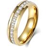Epinki Anello in Tungsteno per Uomo 6mm, Zirconi Rotondi Bianchi Oro Fede Anelli Fidanzamento Matrimonio Gioielli Misura 14